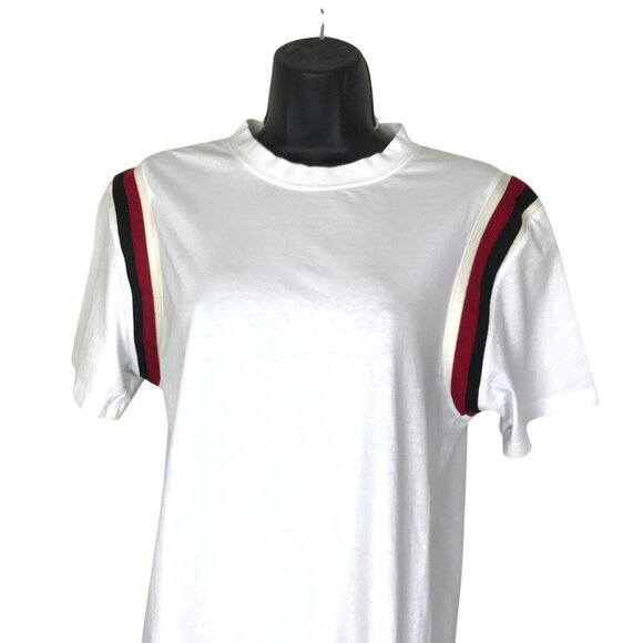 Sandro Paris White T-shirt With Red, Black And Cream Stripe Size M - Picture 3 of 8